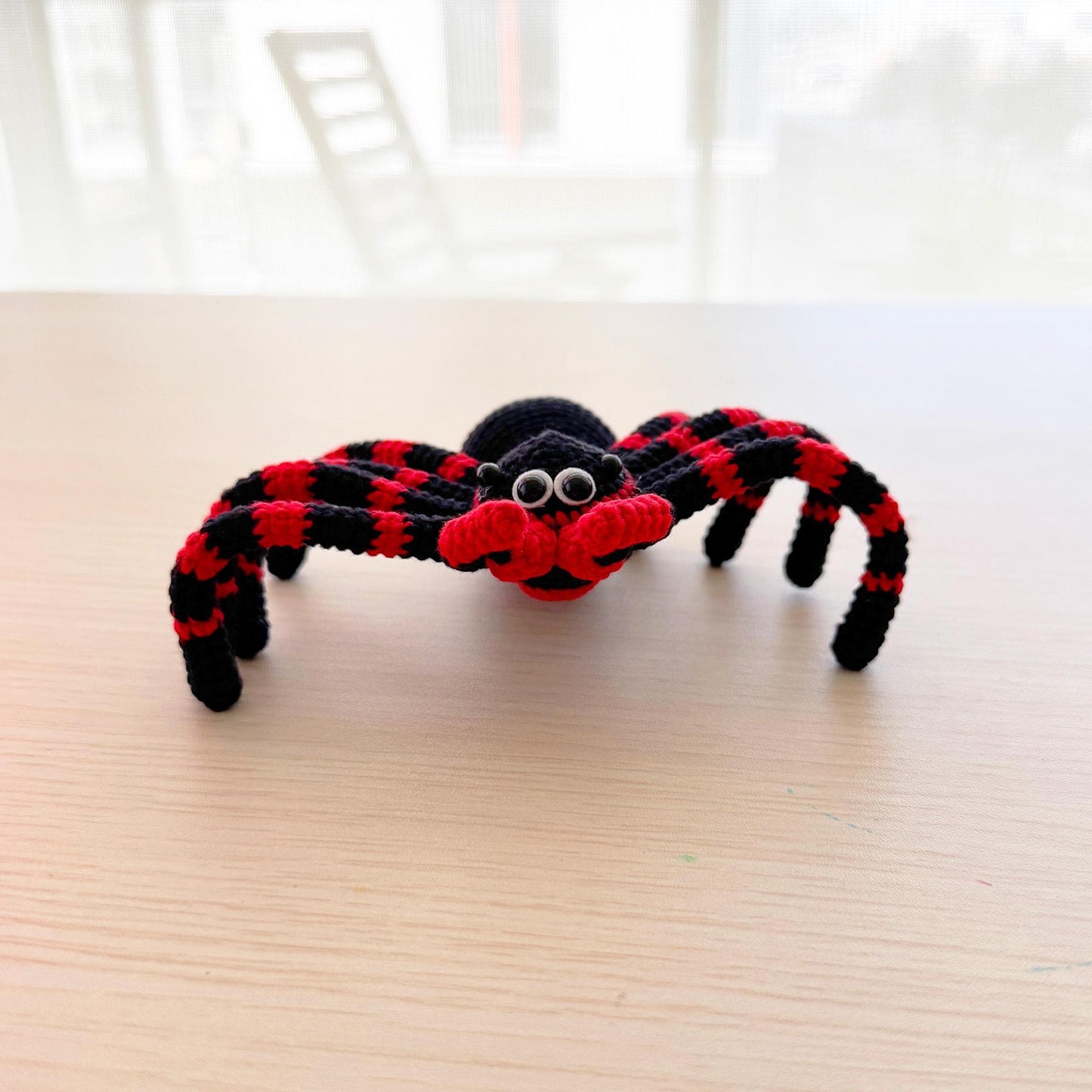 Handmade Crochet Spider Toy | Halloween Decor | Black Red Amigurumi Spider | Creepy Cute Plush | Spooky Home Decor | Bug Lover Gift
