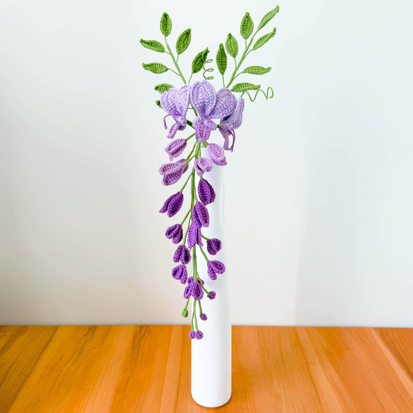 Handmade Crochet Wisteria Flowers (no vase) Purple Hanging Vine Decor | Amigurumi Flowers | Faux Floral Arrangement | Home Decor