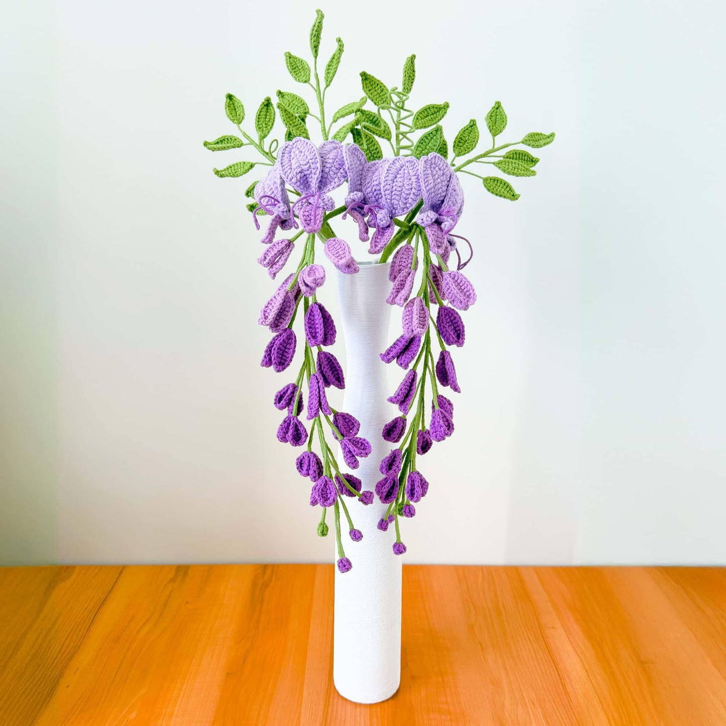 Handmade Crochet Wisteria Flowers (no vase) Purple Hanging Vine Decor | Amigurumi Flowers | Faux Floral Arrangement | Home Decor