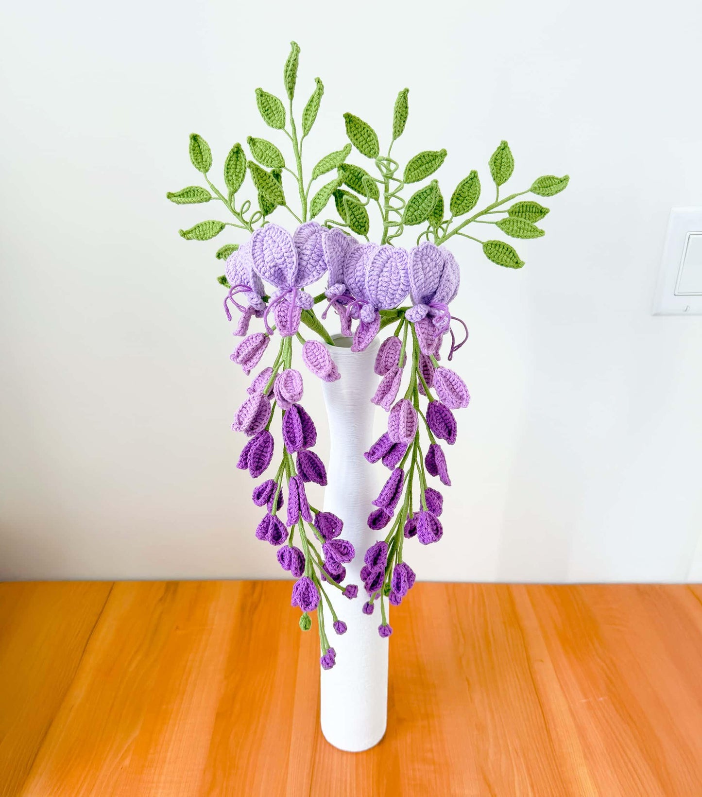 Handmade Crochet Wisteria Flowers (no vase) Purple Hanging Vine Decor | Amigurumi Flowers | Faux Floral Arrangement | Home Decor