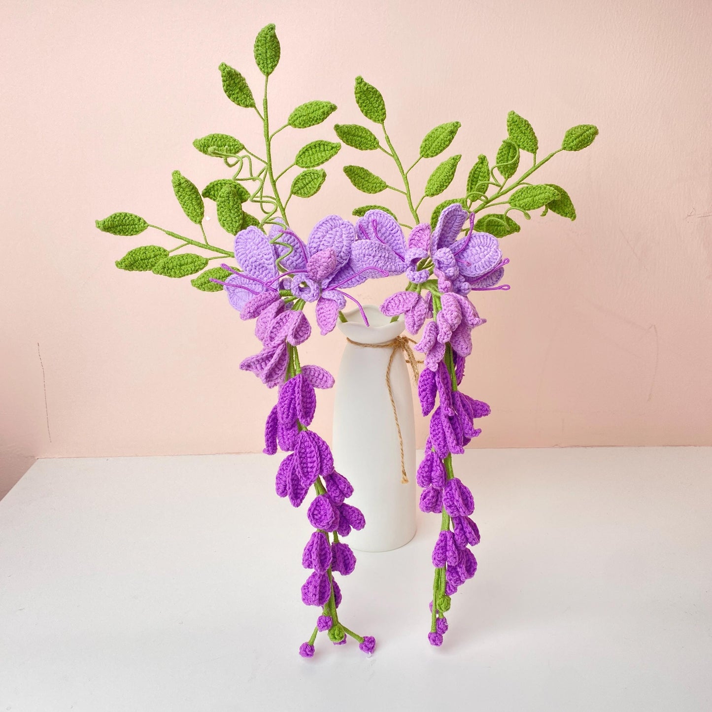 Handmade Crochet Wisteria Flowers (no vase) Purple Hanging Vine Decor | Amigurumi Flowers | Faux Floral Arrangement | Home Decor