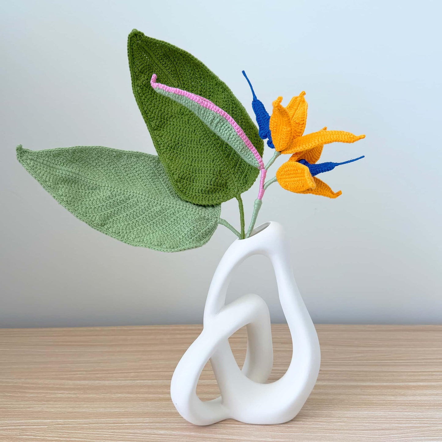 Handmade Crochet Bird of Paradise Flower (NO VASE) | Tropical Decor | Exotic Crochet Flower | Decorative Plants | Colorful Yarn Flower