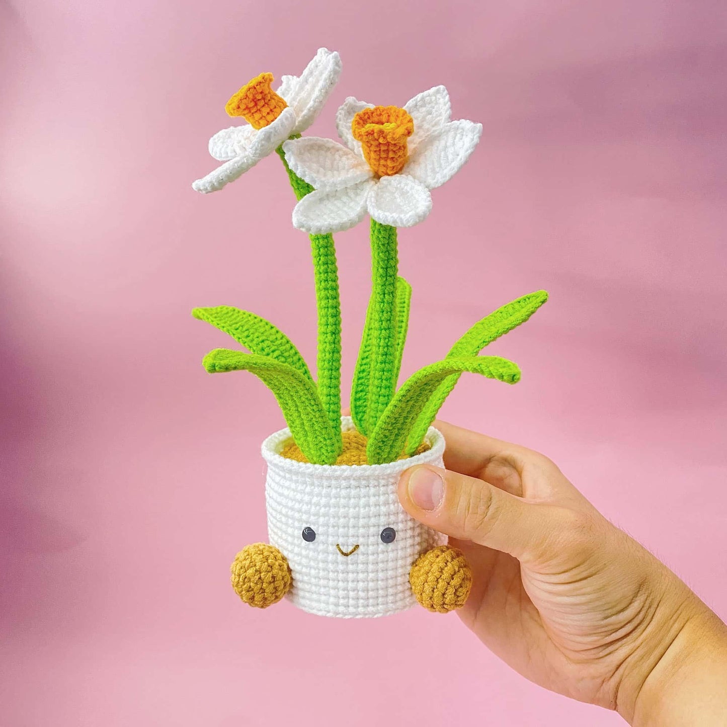Handmade Finished Crochet Smiley Daffodil Pot | Daffodil Decor | Cute Spring Flower | Amigurumi Plant | Crochet Flowers | Home Decor