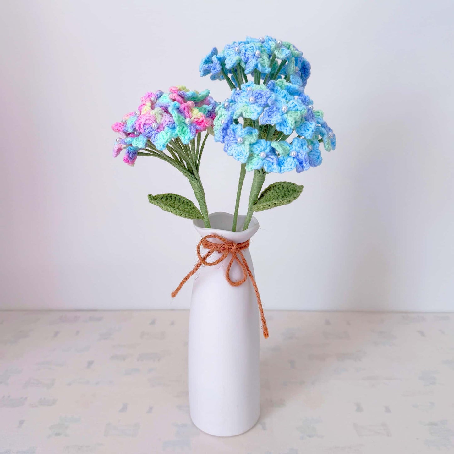Handmade Crochet Hydrangea Stems | Blue Flower Decor | Yarn Bouquet | Cute Crochet Flowers | Home Decor | Botanical Gift | Table Display