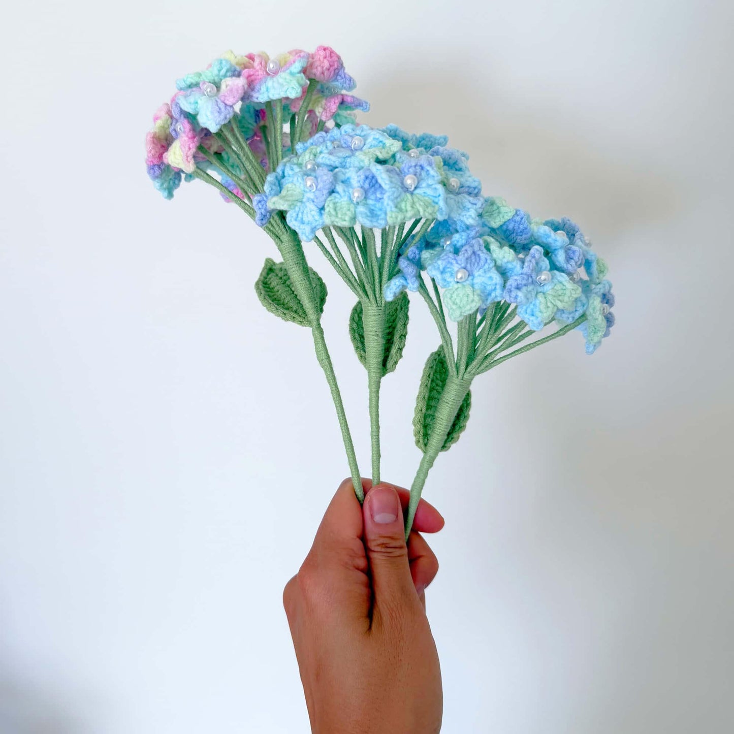 Handmade Crochet Hydrangea Stems | Blue Flower Decor | Yarn Bouquet | Cute Crochet Flowers | Home Decor | Botanical Gift | Table Display