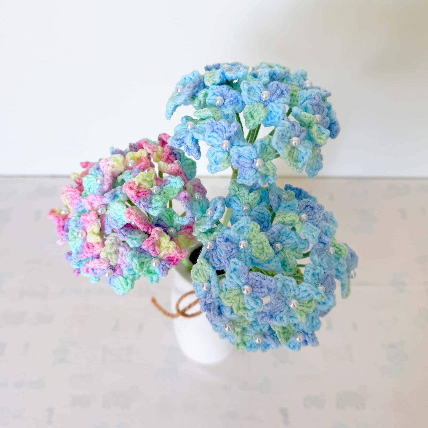 Handmade Crochet Hydrangea Stems | Blue Flower Decor | Yarn Bouquet | Cute Crochet Flowers | Home Decor | Botanical Gift | Table Display