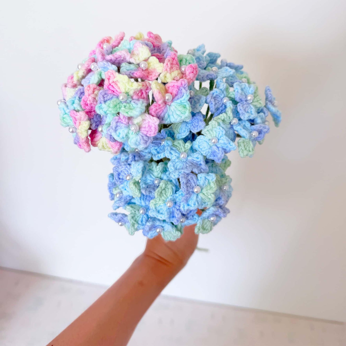 Handmade Crochet Hydrangea Stems | Blue Flower Decor | Yarn Bouquet | Cute Crochet Flowers | Home Decor | Botanical Gift | Table Display