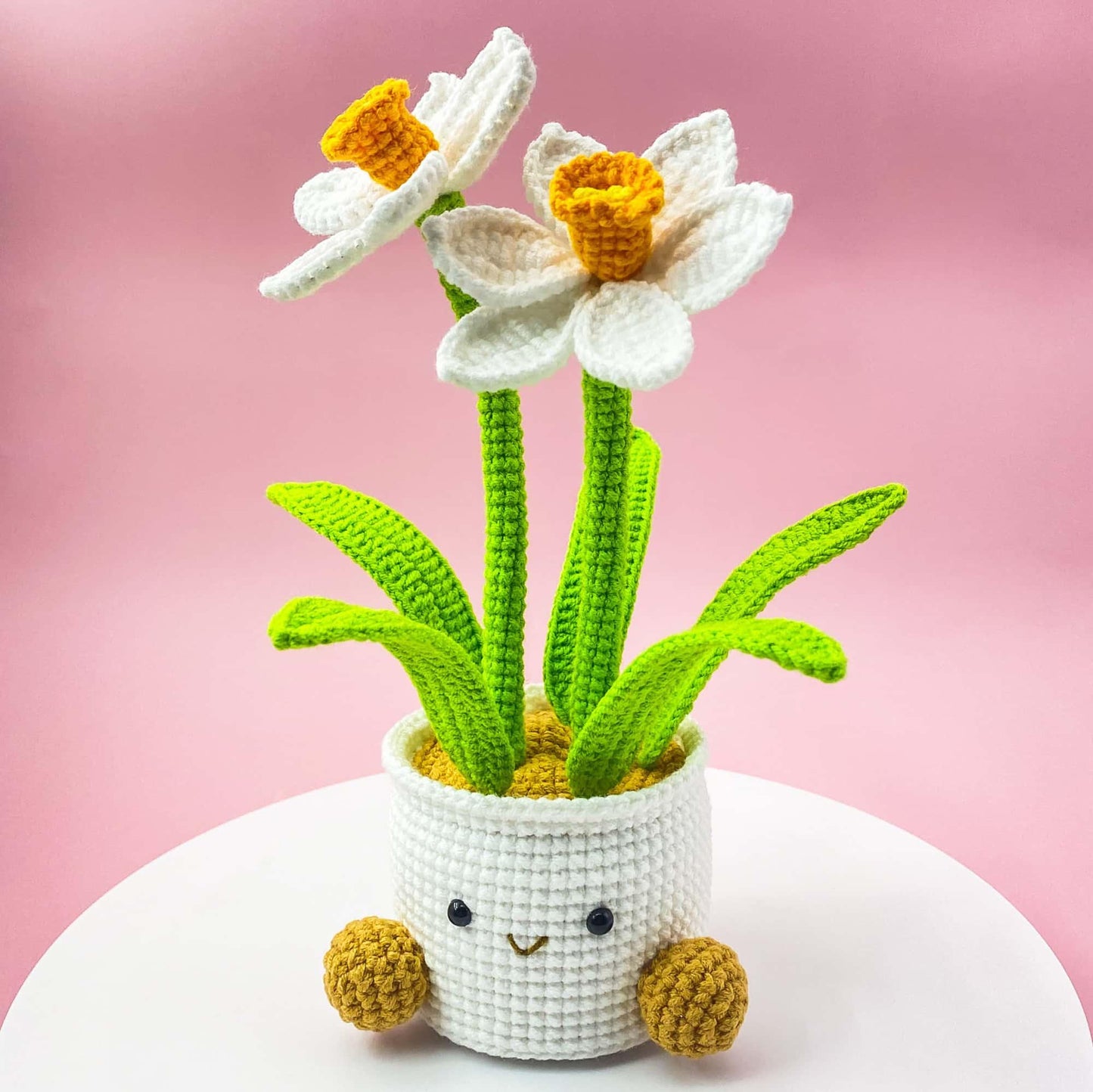 Handmade Finished Crochet Smiley Daffodil Pot | Daffodil Decor | Cute Spring Flower | Amigurumi Plant | Crochet Flowers | Home Decor
