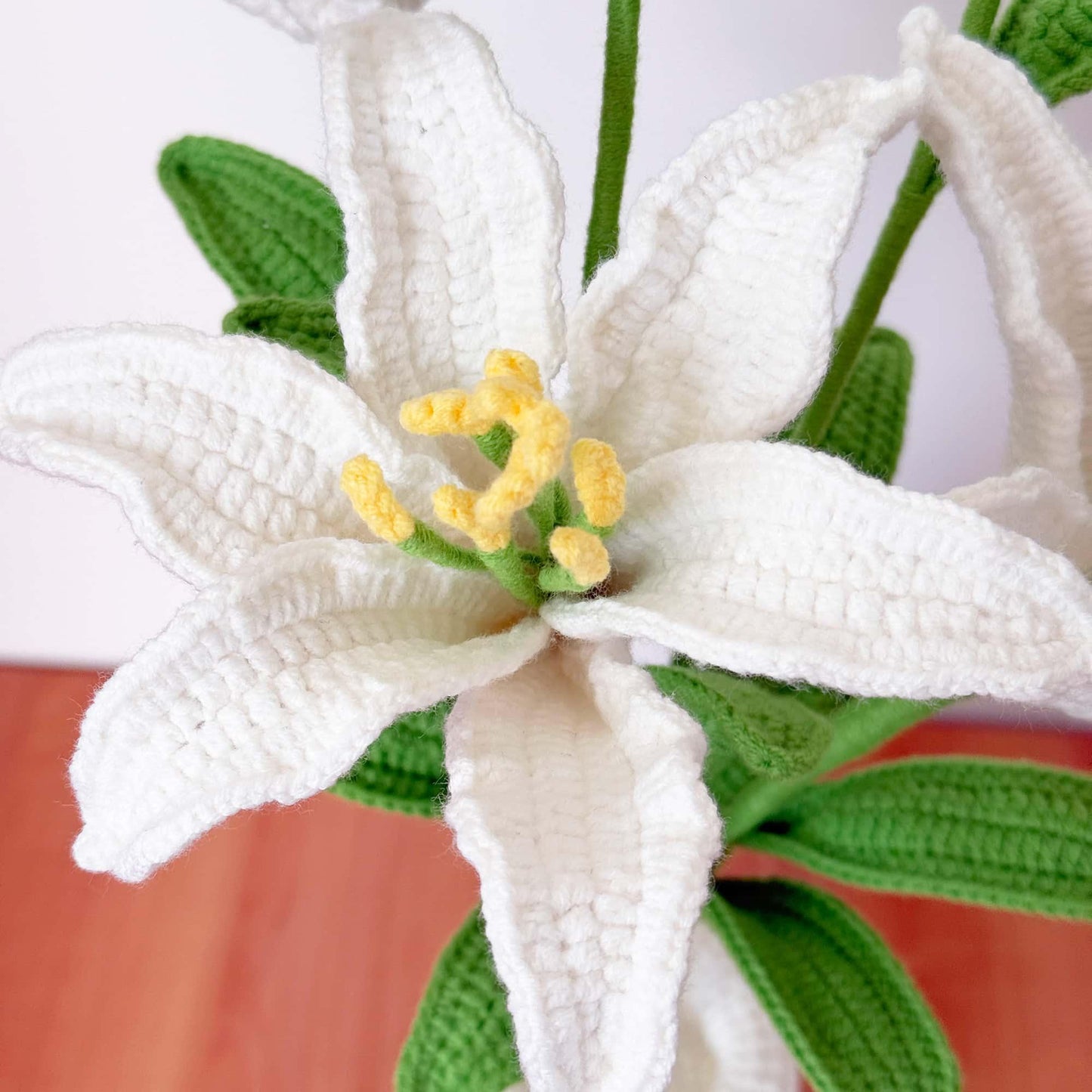 Handmade Crochet Lily Flower With Vase | Lily Bouquet Decor | Elegant Yarn Bouquet | Faux Plant Arrangement | Home Accent | Gift Idea