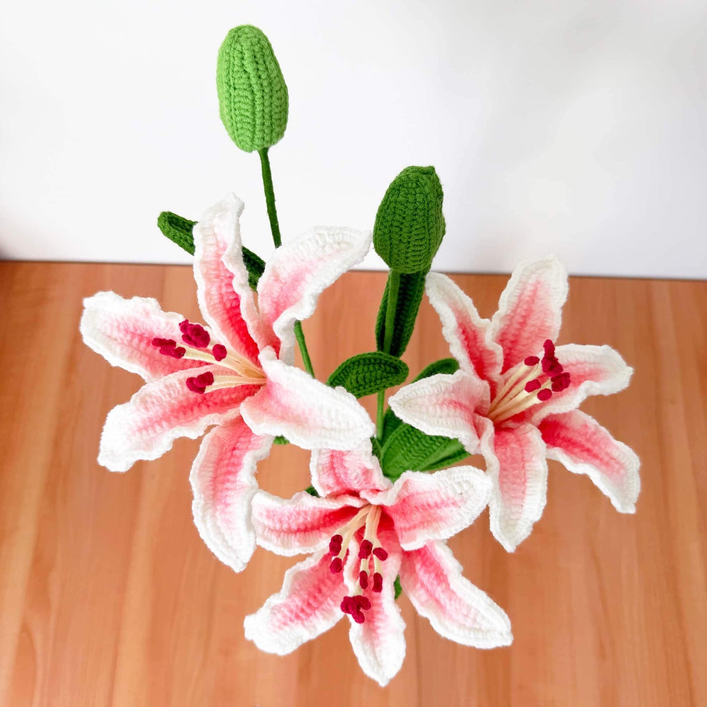 Handmade Crochet Lily Flower With Vase | Lily Bouquet Decor | Elegant Yarn Bouquet | Faux Plant Arrangement | Home Accent | Gift Idea