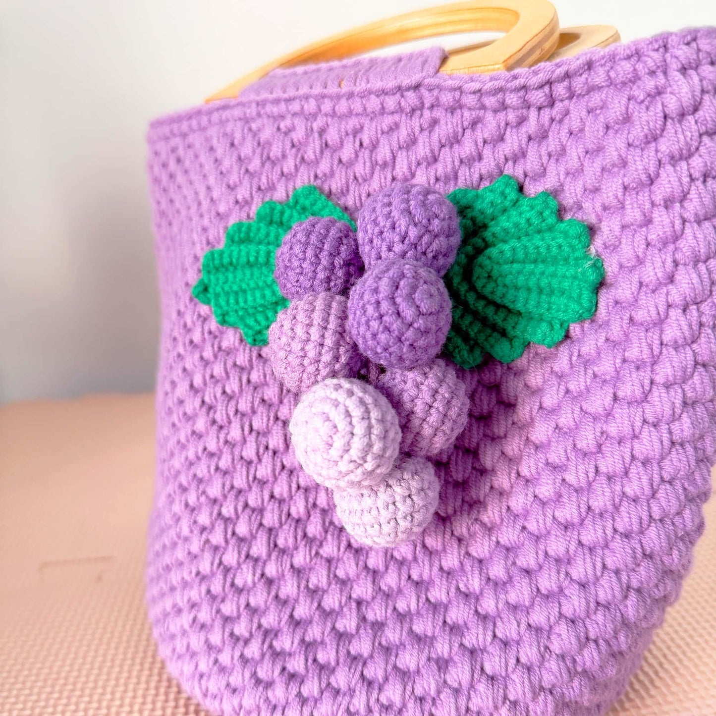 Handmade Crochet Grape Bag | Purple Crochet Tote | Fruit Design Purse | Cute Handbag | Knitted Grape Pouch | Unique Gift | Yarn Purse