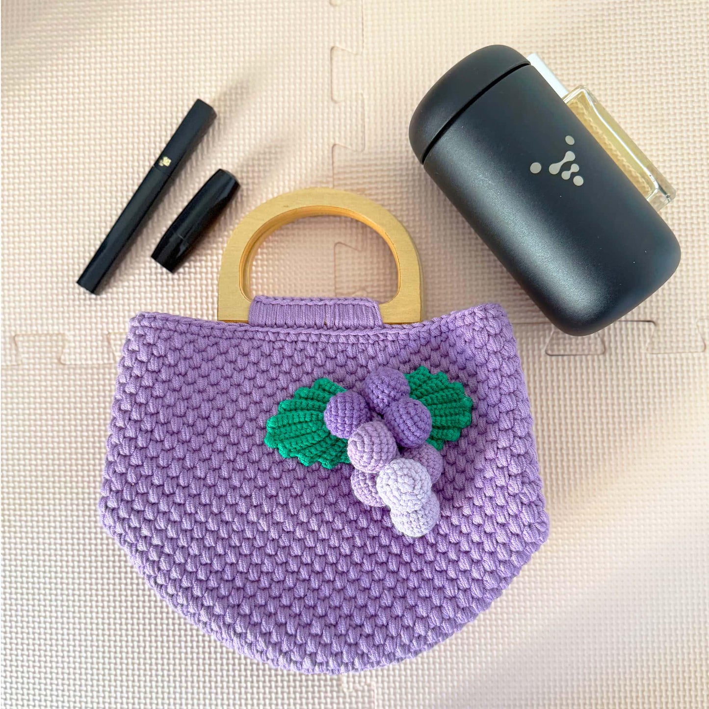 Handmade Crochet Grape Bag | Purple Crochet Tote | Fruit Design Purse | Cute Handbag | Knitted Grape Pouch | Unique Gift | Yarn Purse
