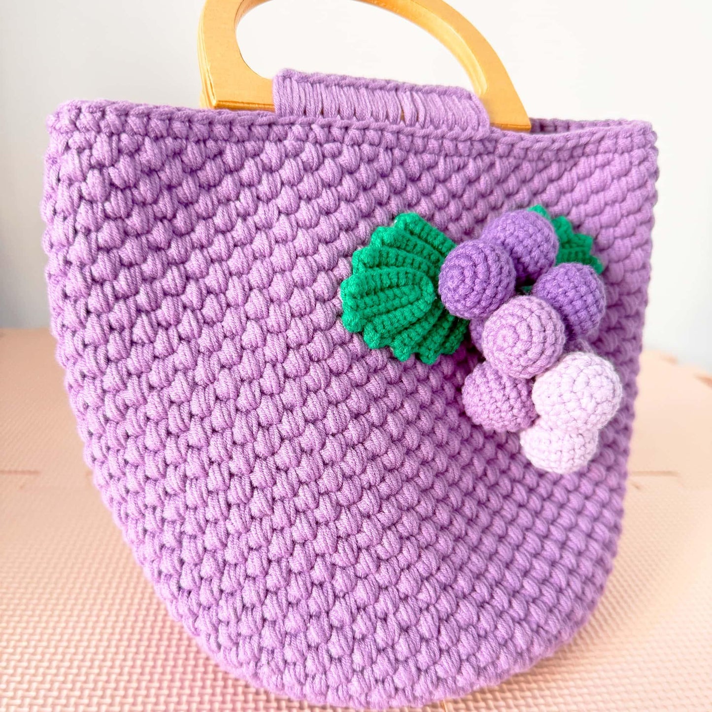Handmade Crochet Grape Bag | Purple Crochet Tote | Fruit Design Purse | Cute Handbag | Knitted Grape Pouch | Unique Gift | Yarn Purse
