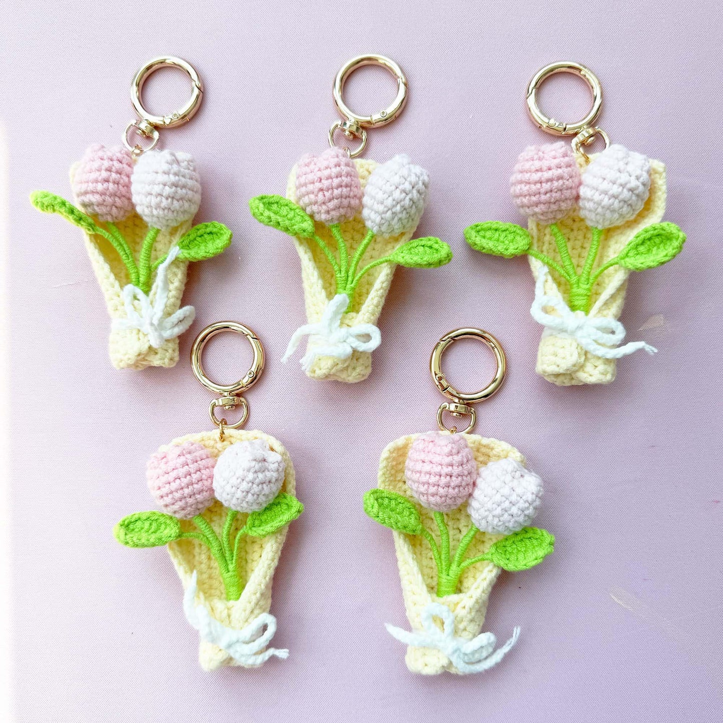 Crochet Flower Keychain Set: Handmade Wedding Favors, Bridal Shower Decor