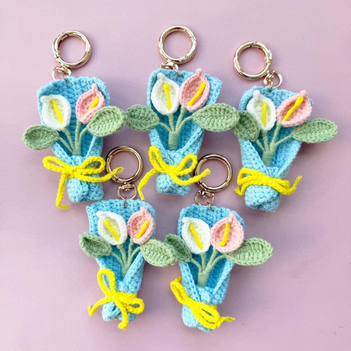 Crochet Flower Keychain Set: Handmade Wedding Favors, Bridal Shower Decor
