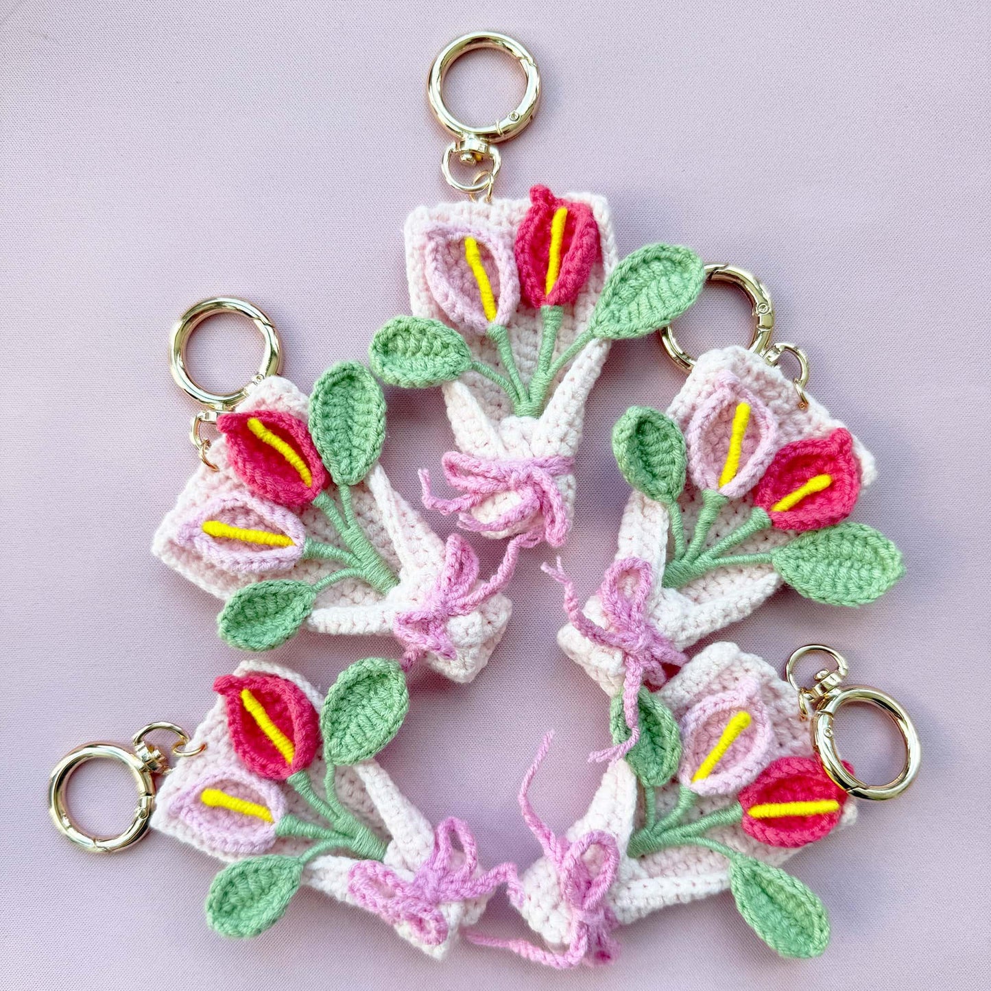 Crochet Flower Keychain Set: Handmade Wedding Favors, Bridal Shower Decor