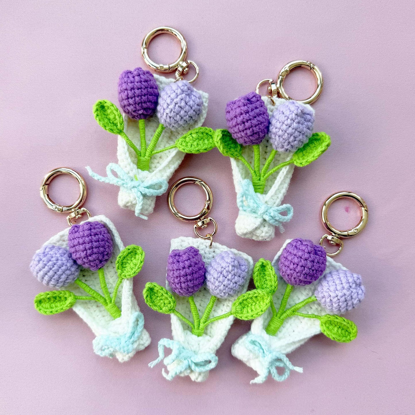 Crochet Flower Keychain Set: Handmade Wedding Favors, Bridal Shower Decor