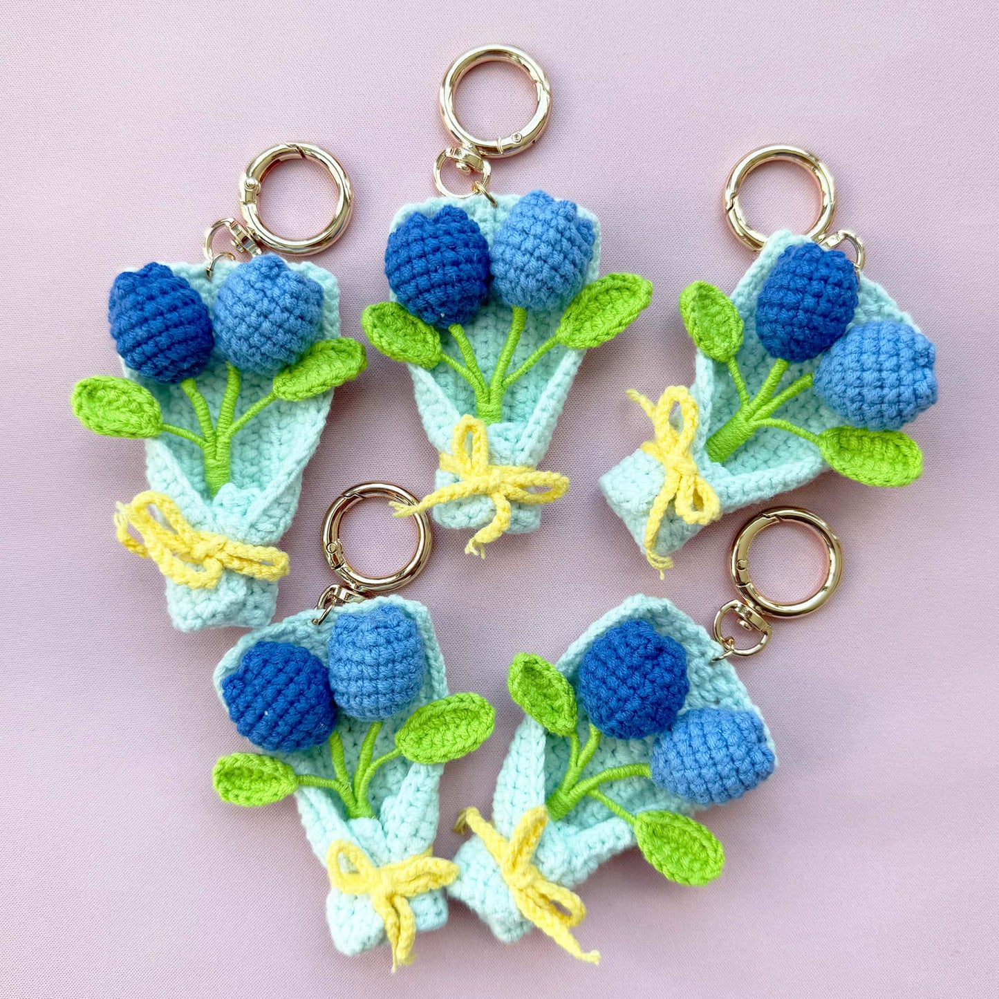 Crochet Flower Keychain Set: Handmade Wedding Favors, Bridal Shower Decor