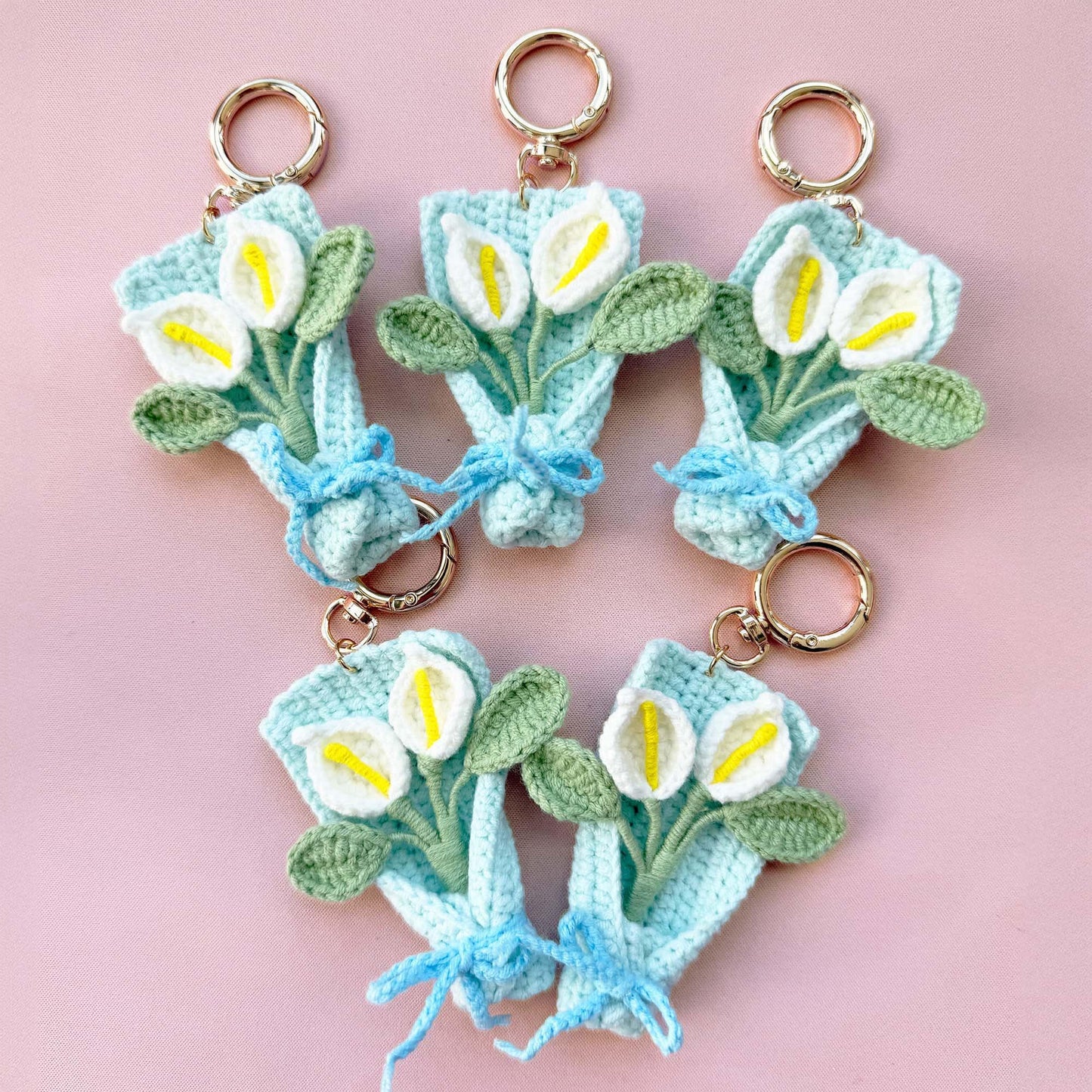 Crochet Flower Keychain Set: Handmade Wedding Favors, Bridal Shower Decor