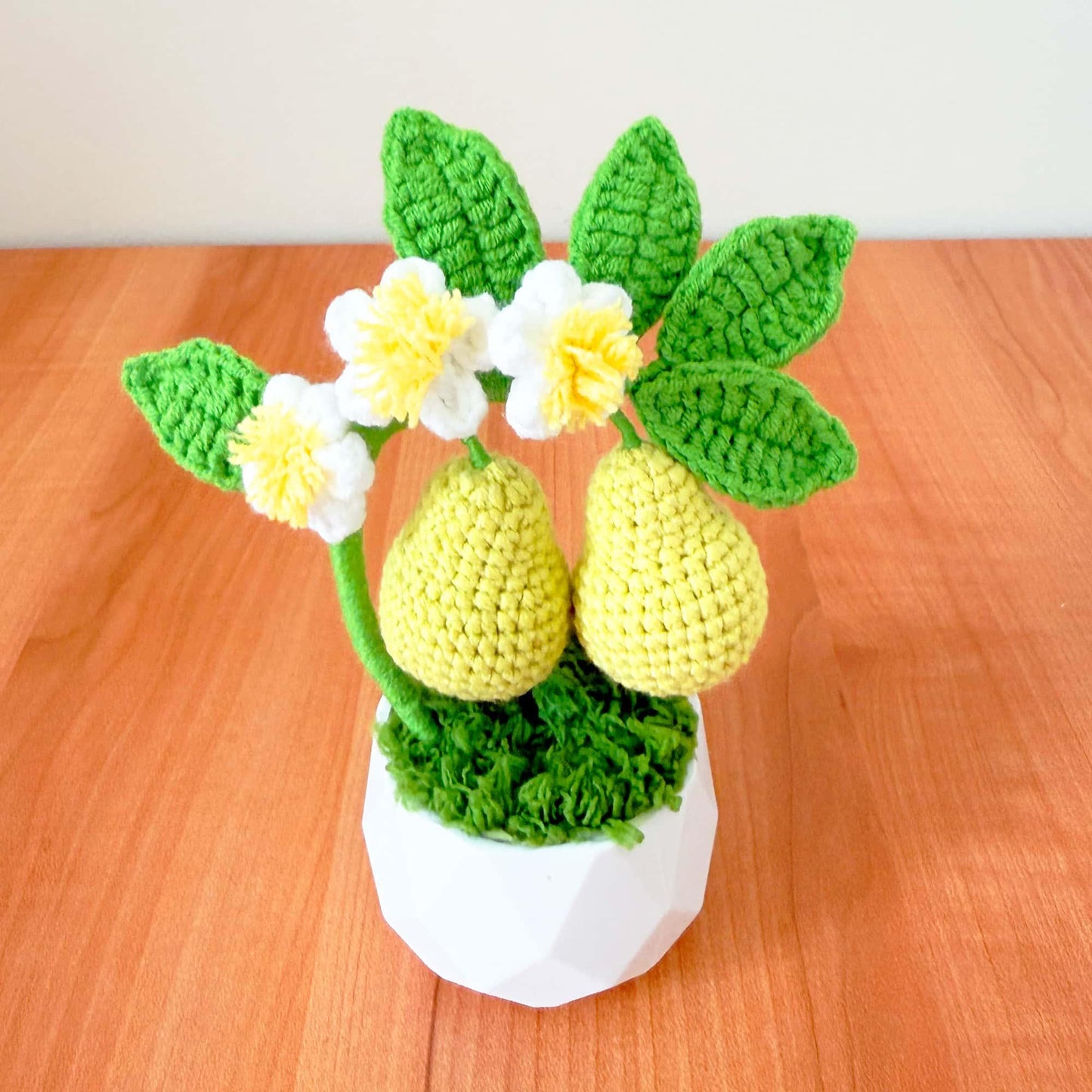 Handmade Crochet Pear Tree Pot: Whimsical Kitchen Decor