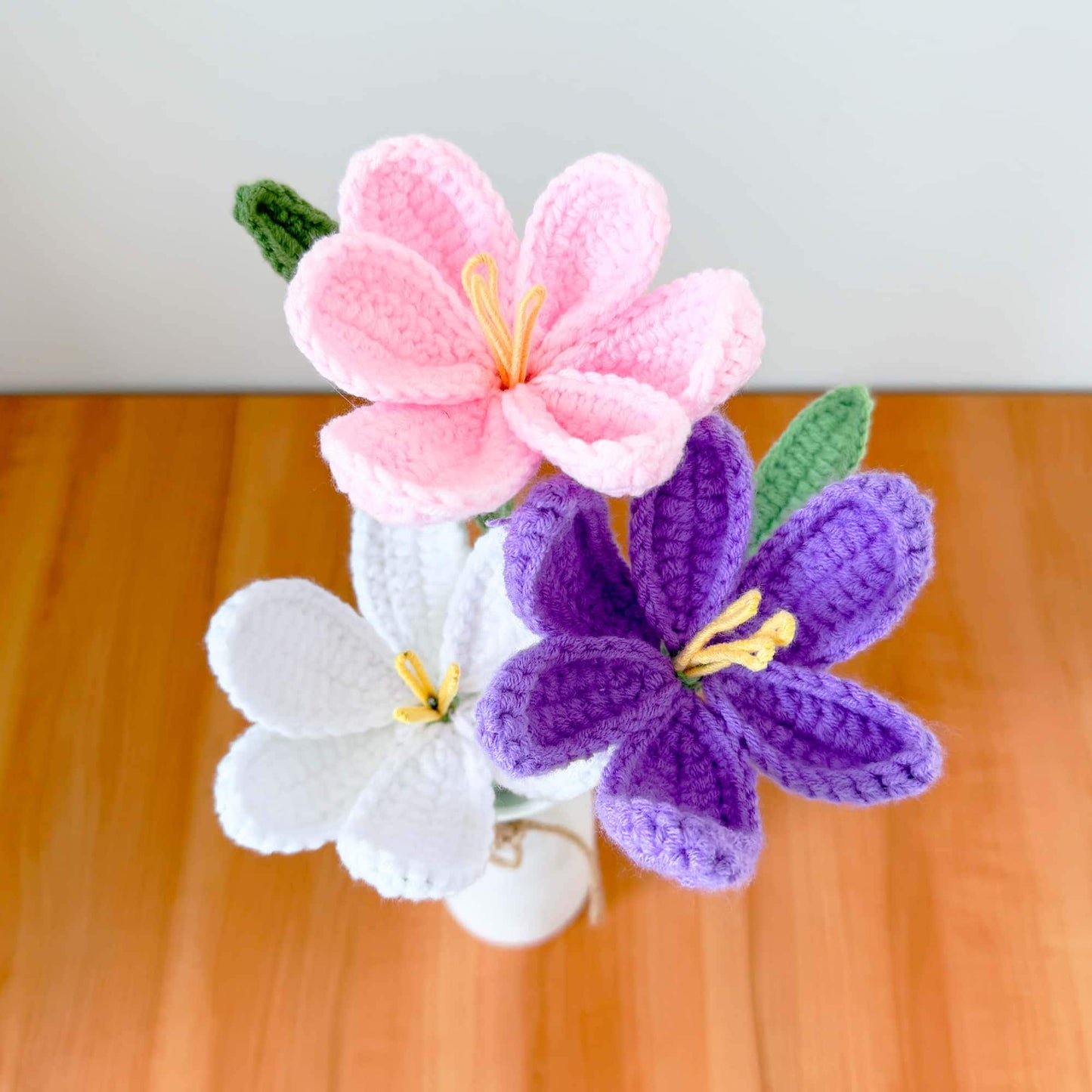 Handmade Crochet Tulip Flower Stems (no vase) | Pink | Bouquet | Gift for Mom Girlfriend Teacher | Artificial Plant | Flowers Arrangement