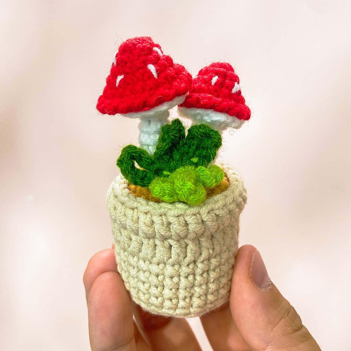 Handmade Crochet Tulip/Mushroom Magnet | Cute Mushroom Decor | Mini Flower Pot | Fridge Magnet | Spring Decor | Gift for Plant Lovers