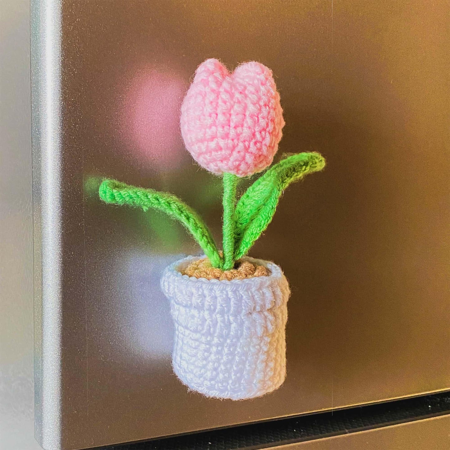 Handmade Crochet Tulip/Mushroom Magnet | Cute Mushroom Decor | Mini Flower Pot | Fridge Magnet | Spring Decor | Gift for Plant Lovers