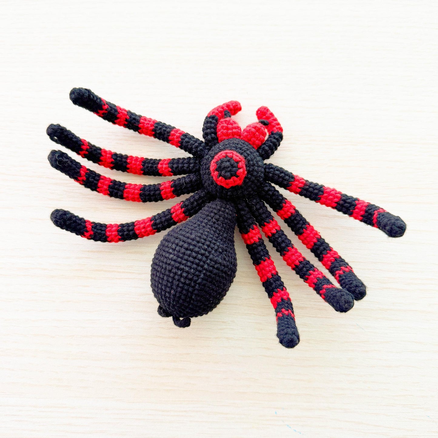 Handmade Crochet Spider Toy | Halloween Decor | Black Red Amigurumi Spider | Creepy Cute Plush | Spooky Home Decor | Bug Lover Gift