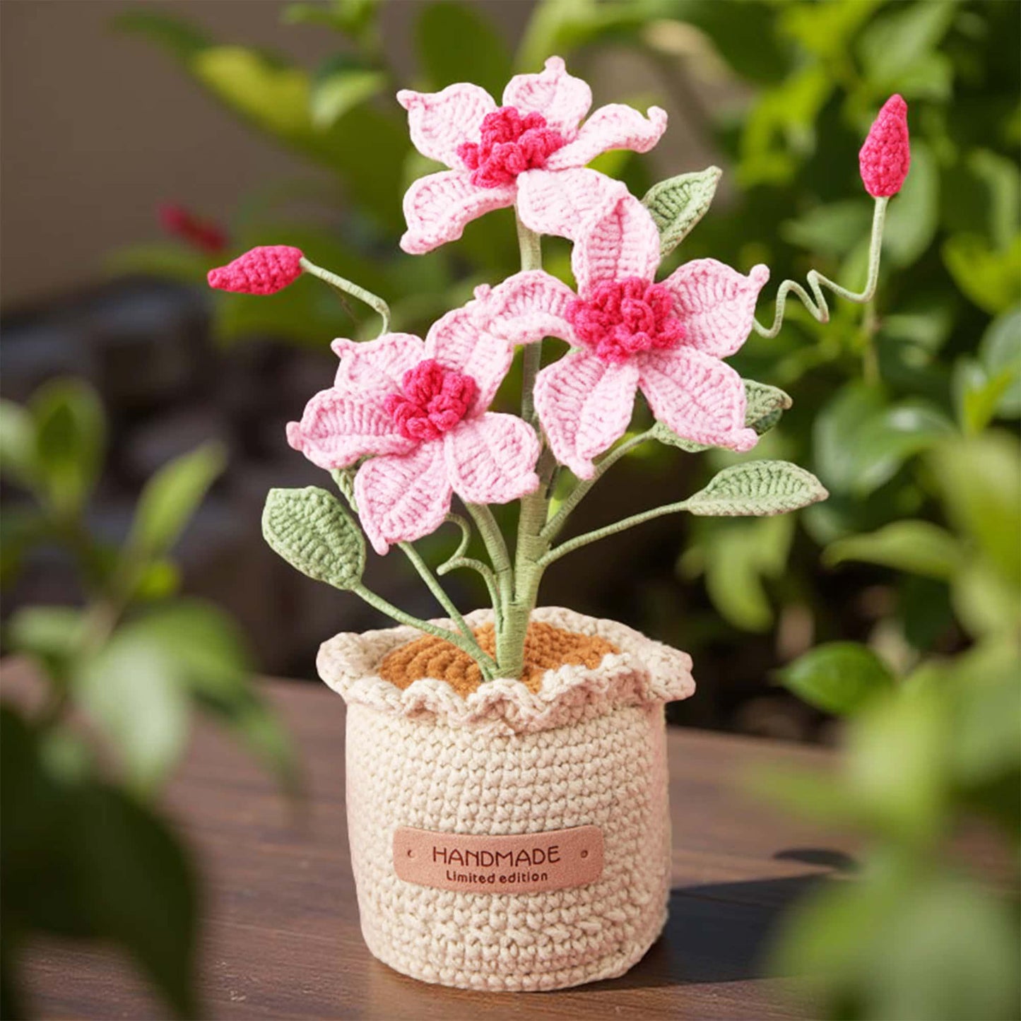 Crochet Clematis Florida | Asian Virginsbower | Purple Flower Crochet Pot | Decorative Plants | Home Decor | Gift for Mom Wife Girlfriend