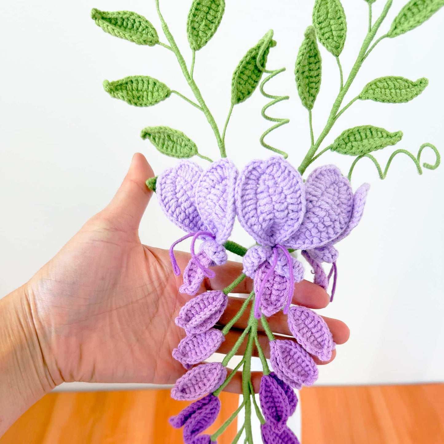 Handmade Crochet Wisteria Flowers (no vase) Purple Hanging Vine Decor | Amigurumi Flowers | Faux Floral Arrangement | Home Decor