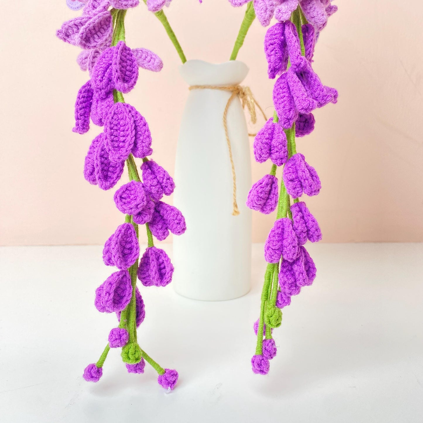 Handmade Crochet Wisteria Flowers (no vase) Purple Hanging Vine Decor | Amigurumi Flowers | Faux Floral Arrangement | Home Decor