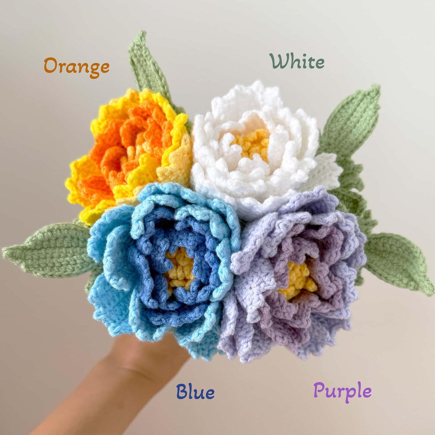 Handmade Crochet Peony Flower Stems (no vase) | Pink | Bouquet | Gift for Mom Girlfriend Teacher | Artificial Plant | Flowers Arrangement