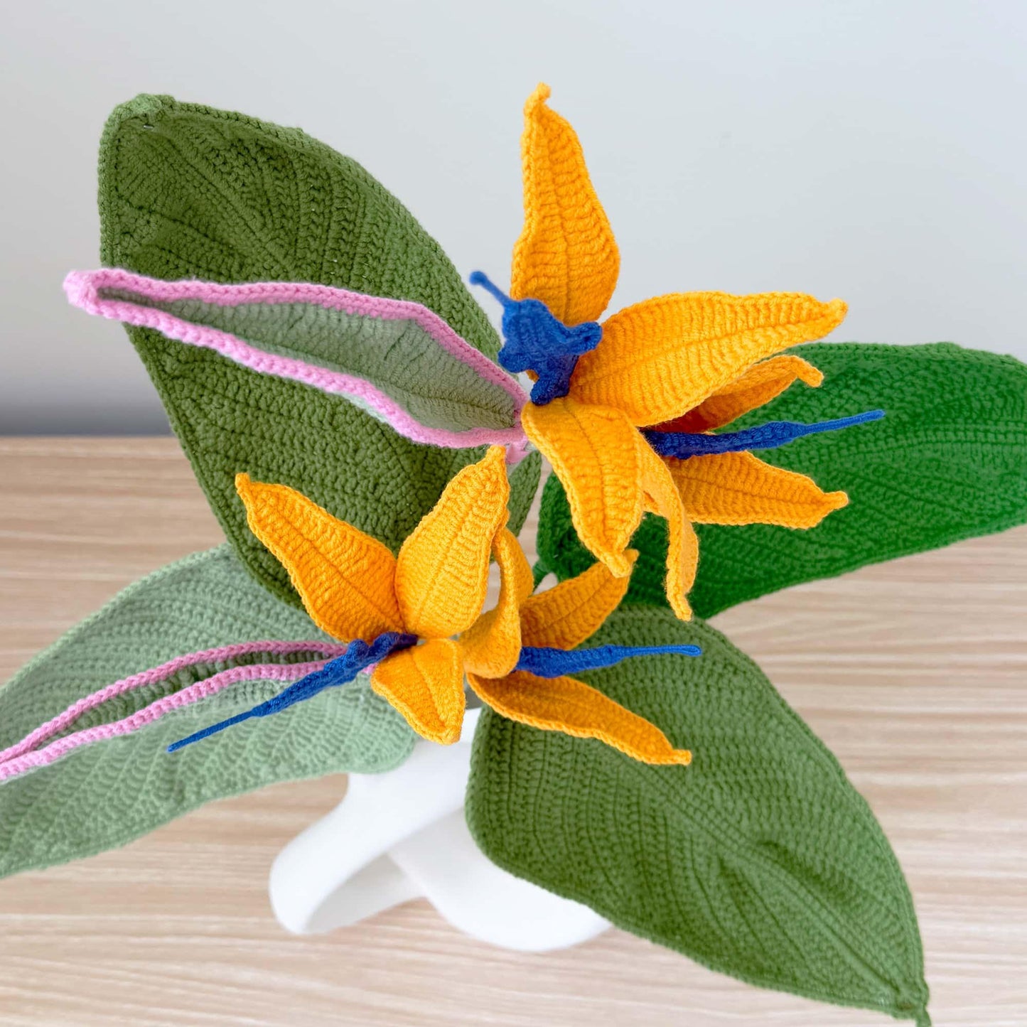 Handmade Crochet Bird of Paradise Flower (NO VASE) | Tropical Decor | Exotic Crochet Flower | Decorative Plants | Colorful Yarn Flower