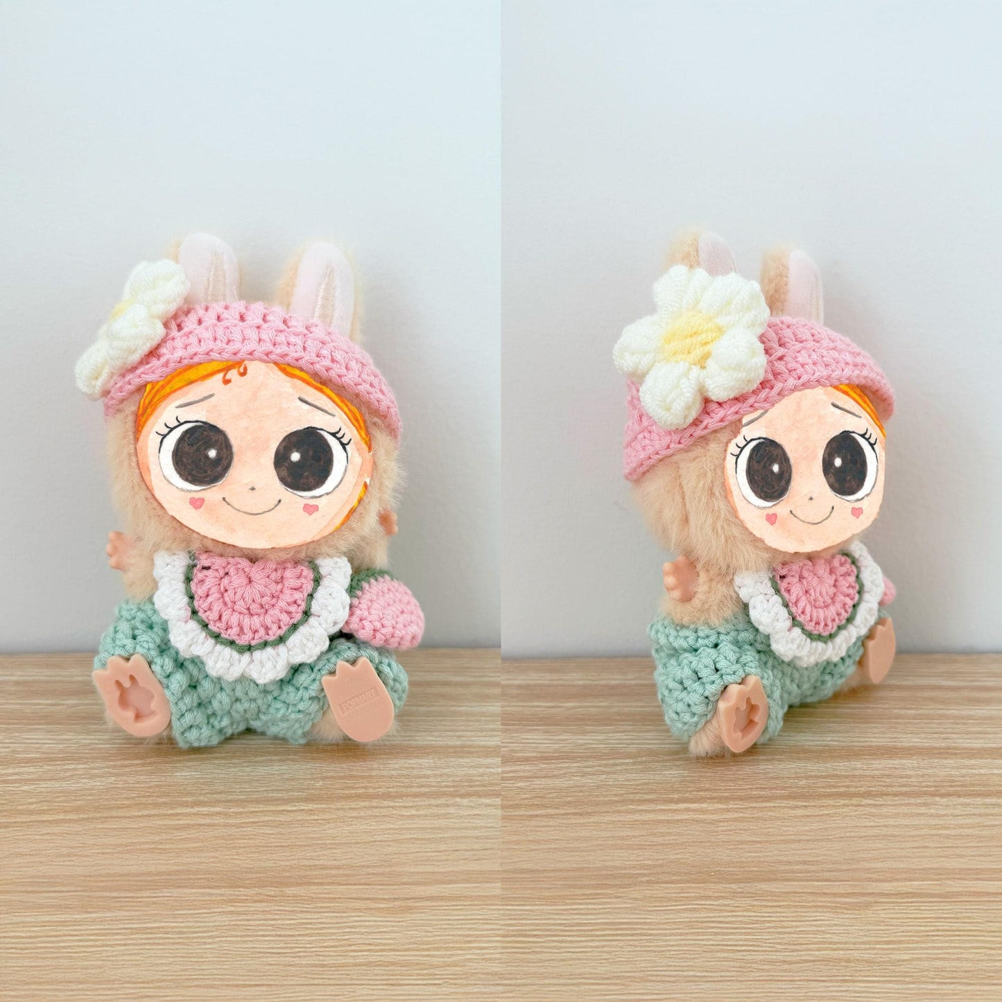 Handmade Crochet Labubu Doll Outfit Set | Cute Plush Clothes | Miniature Yarn Costume | Halloween Bunny Dinosaur Witch Outfit for Collectible Toys