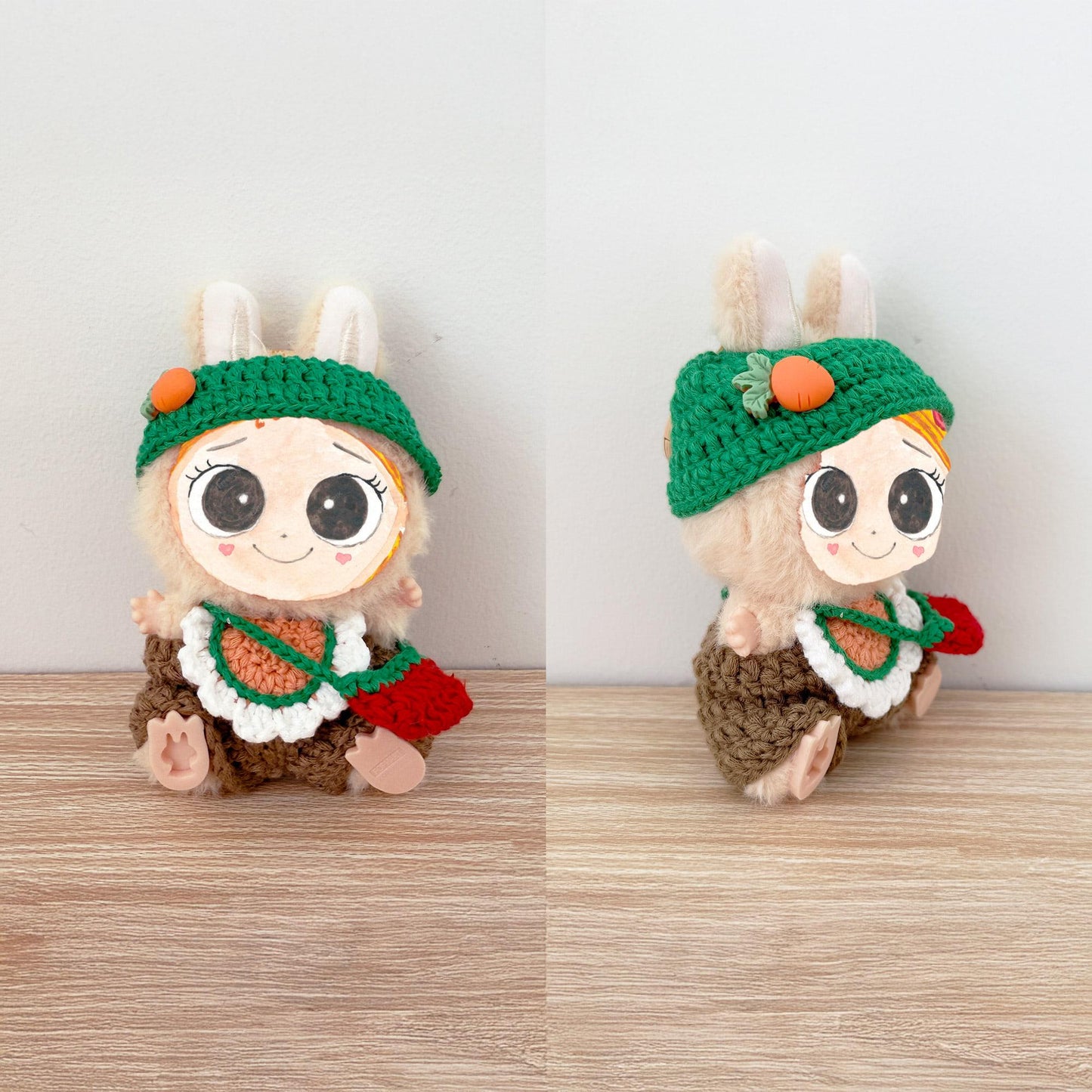 Handmade Crochet Labubu Doll Outfit Set | Cute Plush Clothes | Miniature Yarn Costume | Halloween Bunny Dinosaur Witch Outfit for Collectible Toys