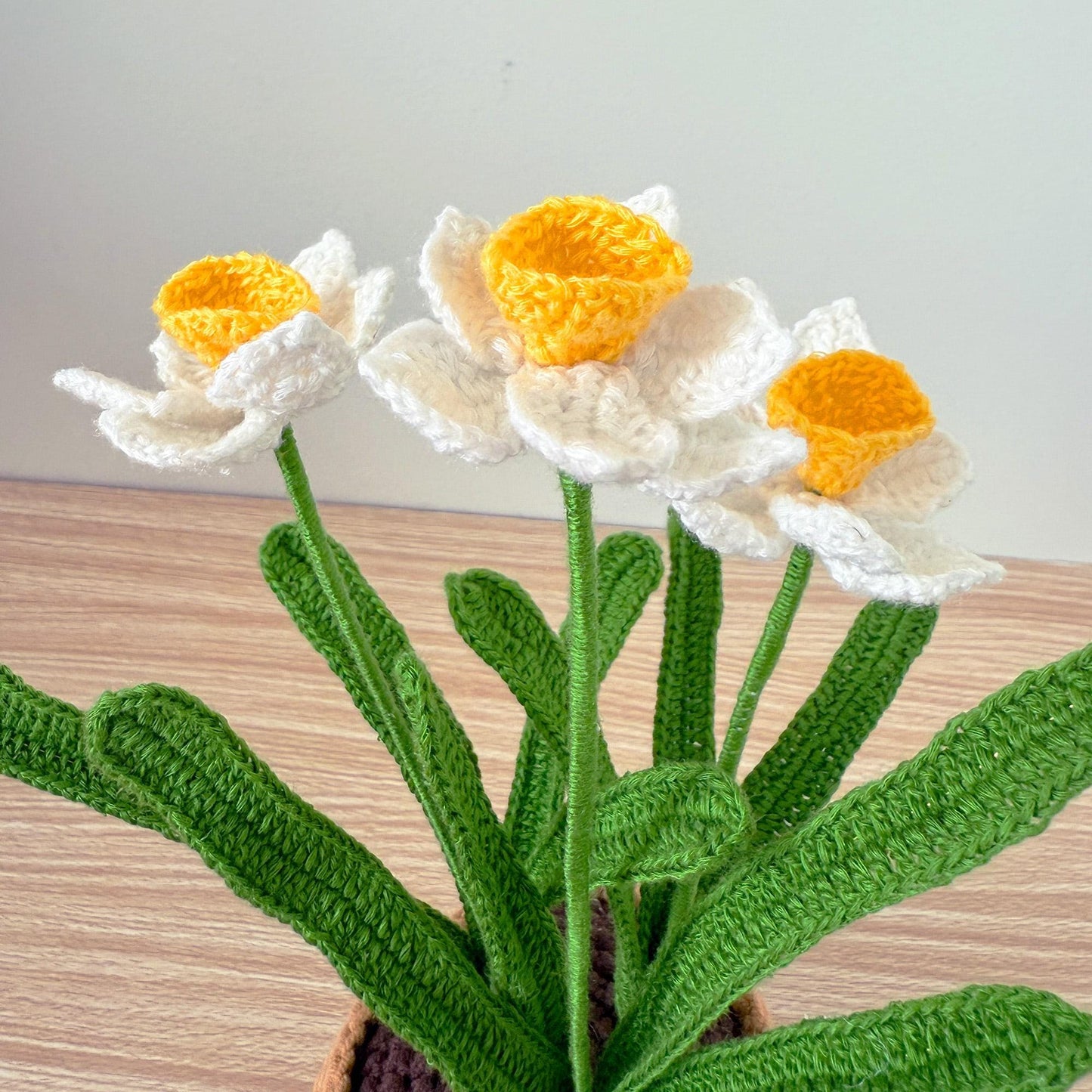 Handmade Crochet Daffodil Pot | Spring Flower Decor | Yellow and White Floral Plush | Fiber Art Plant | Mother’s Day Gift