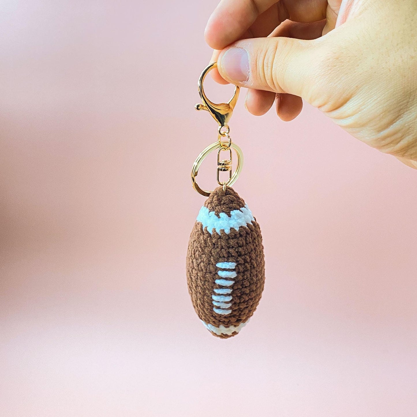 Crochet Sports Ball Keychain: Handmade Yarn Bag Charm - Baseball, Football, Basketball, Soccer