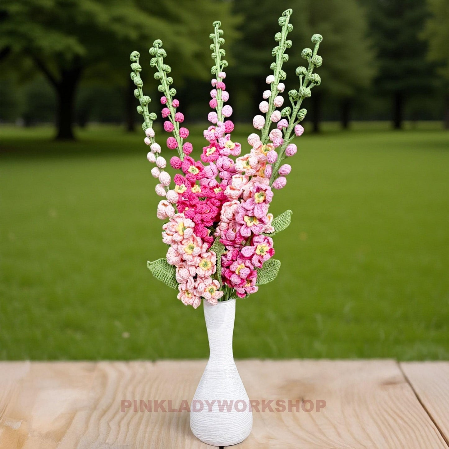 Handmade Crochet Delphinium Larkspur Flower Pot | Blue Floral Decor | Crochet Flowers | Cute Home Decor | Spring Gift | Desk Decoration