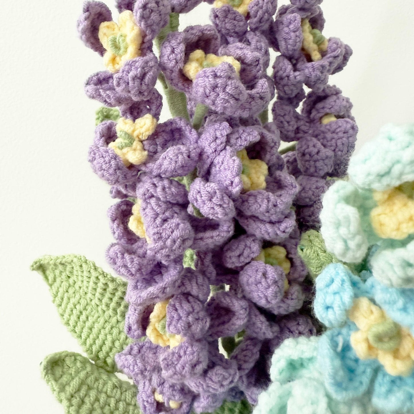 Handmade Crochet Delphinium Larkspur Flower Pot | Blue Floral Decor | Crochet Flowers | Cute Home Decor | Spring Gift | Desk Decoration