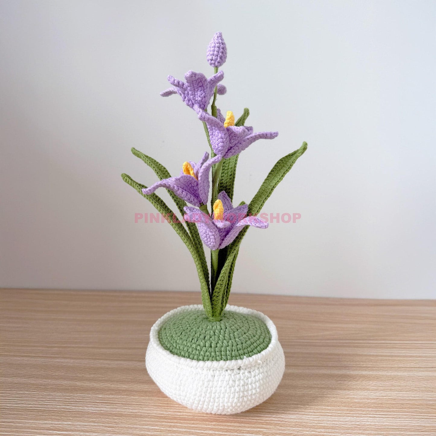 Crochet Gladiolus Flower Pot | Purple Yarn Flowers | Handmade Floral Decor | Faux Plant Gift | Spring Home Accent | Amigurumi Bloom
