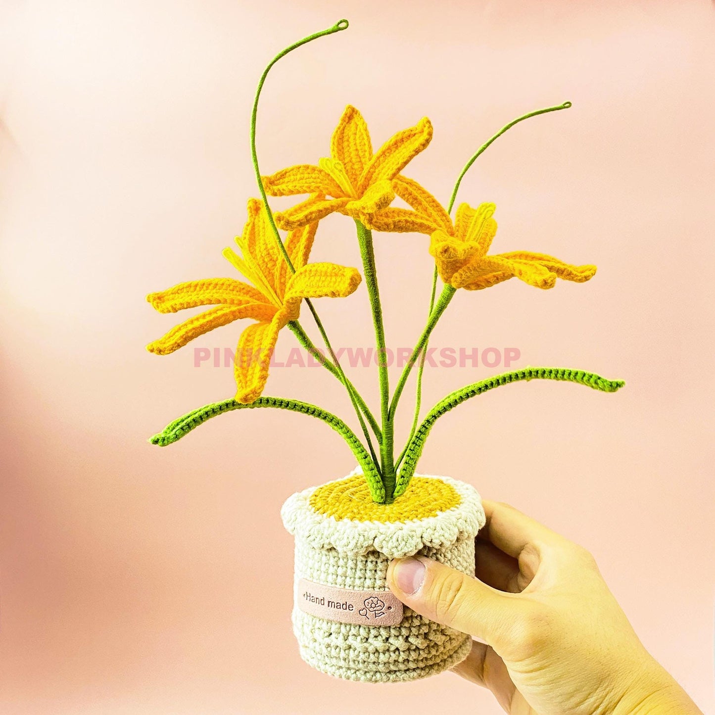 Crochet Autumn Zephyrlily Pot | Rain Lily Yarn Flowers | Handmade Floral Decor | Amigurumi Plant | Faux Bloom Gift | Fall Accent