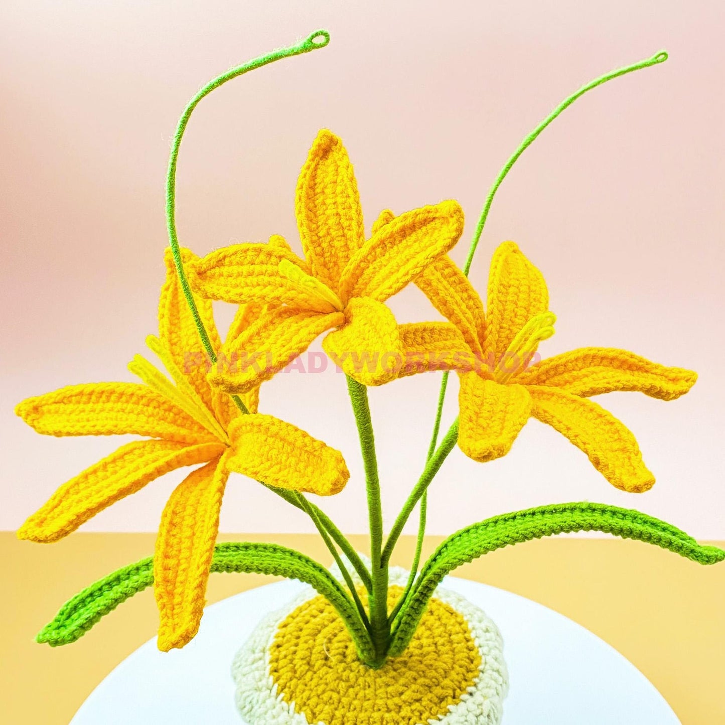 Crochet Autumn Zephyrlily Pot | Rain Lily Yarn Flowers | Handmade Floral Decor | Amigurumi Plant | Faux Bloom Gift | Fall Accent