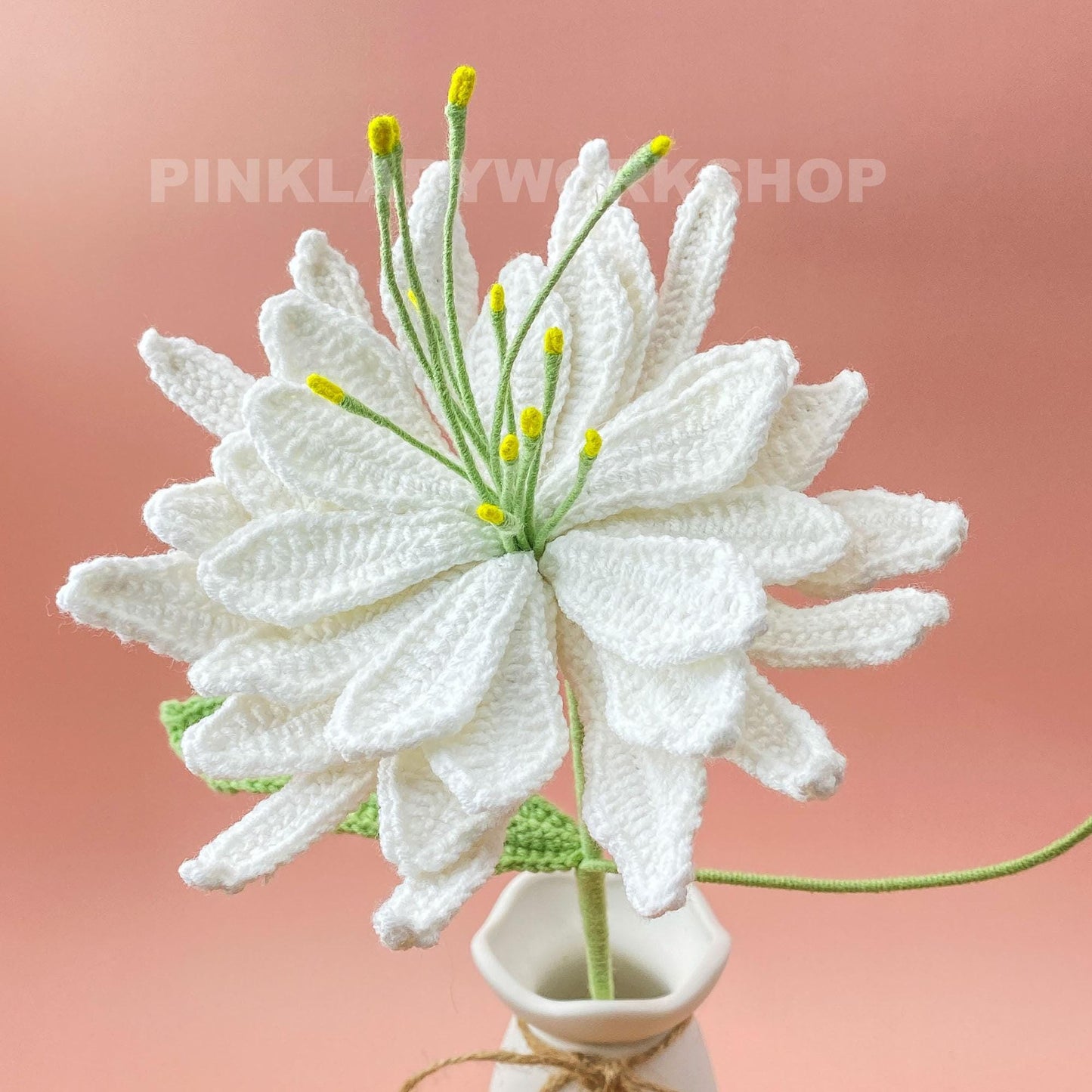 1 Handmade Crochet Queen of the Night Flower(no vase) | White Cactus Bloom | Amigurumi Night Blooming Flower | Unique Home Decor Gift