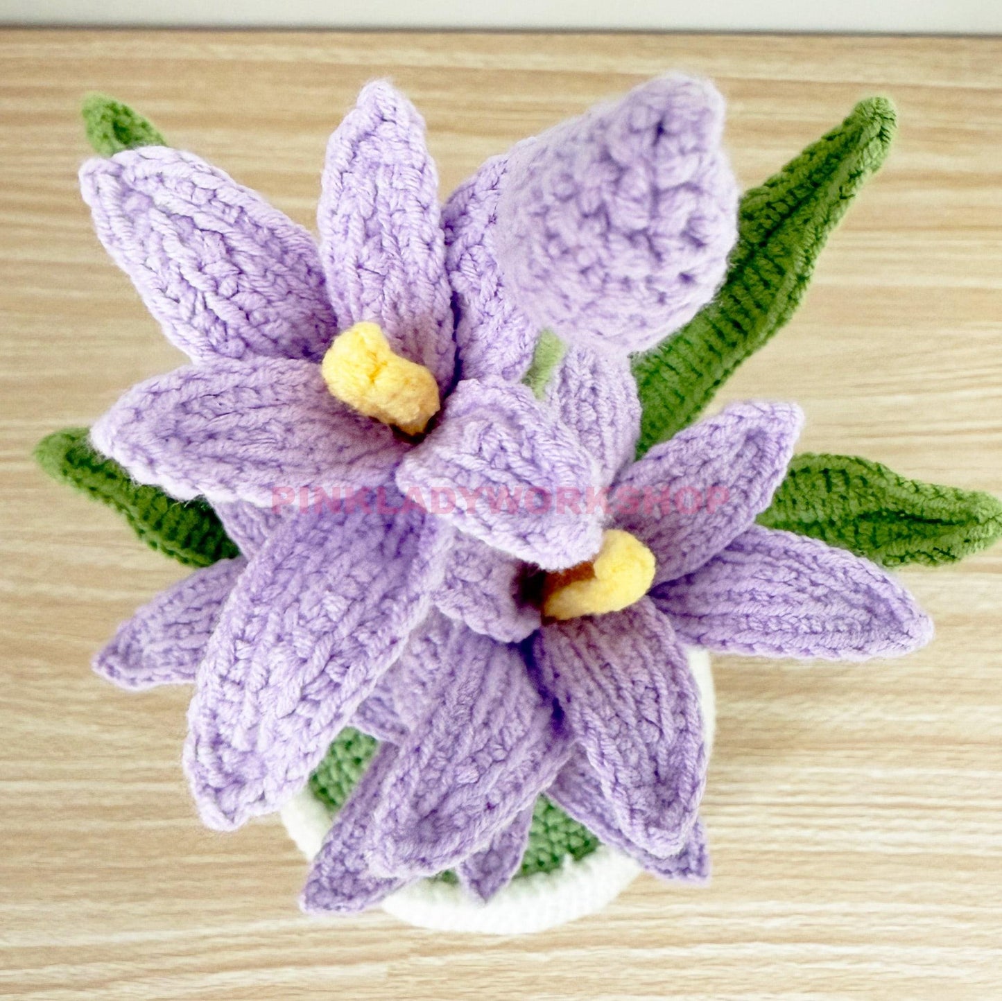 Crochet Gladiolus Flower Pot | Purple Yarn Flowers | Handmade Floral Decor | Faux Plant Gift | Spring Home Accent | Amigurumi Bloom