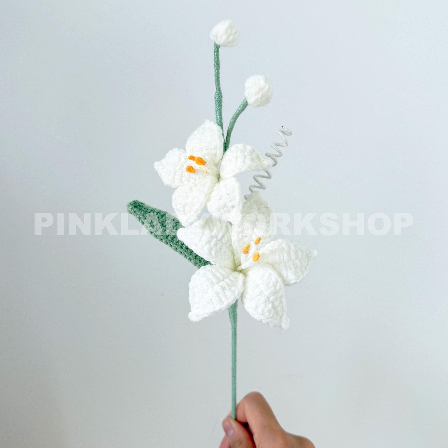 Set of 3 (1 White, 1 Baby Pink, 1 Royal Pink) Handmade Crochet Coppertips Flower(no vase) | Soft Yarn Bouquet Lily Arrangement | Floral Gift