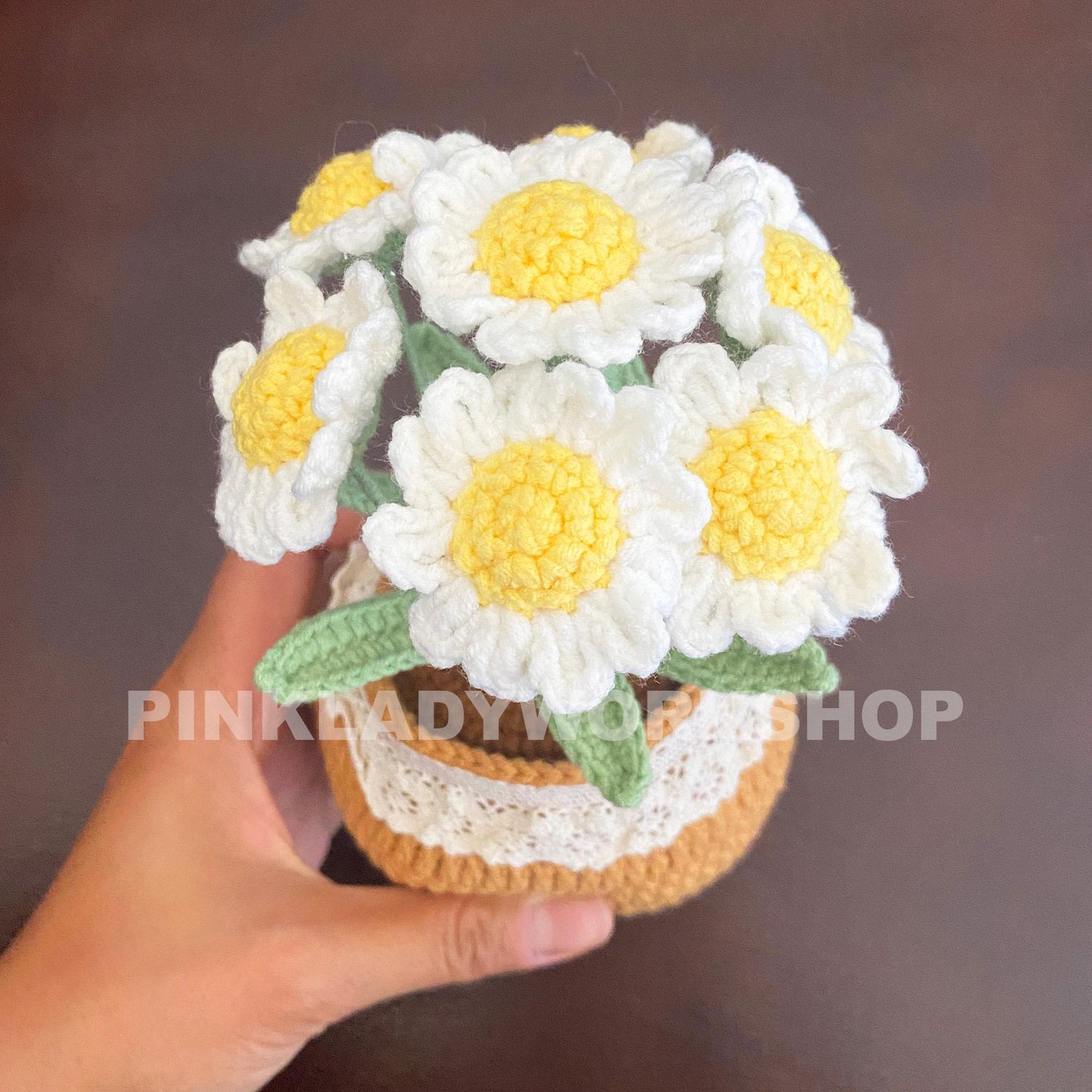 Crochet Daisy Pot: Handmade Cotton Yarn Decor - Summer Home