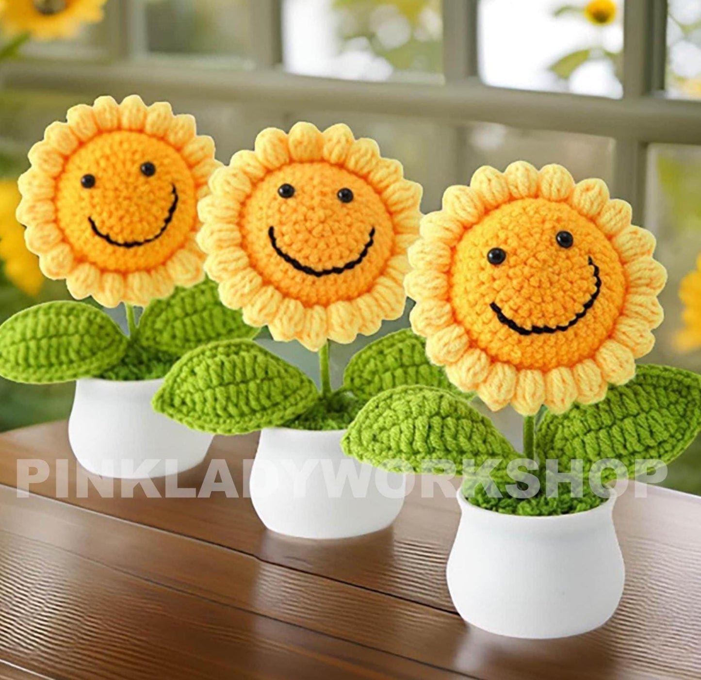 Handmade Finished Crochet Sunflower Pot | Sunflower Decor | Cute Crochet Flower | Decorative Plants | Crochet Flowers | Home Decor
