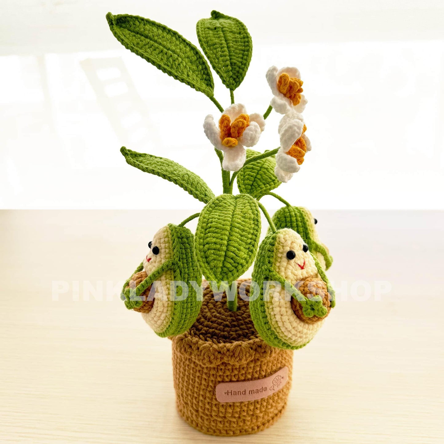 Handmade Crochet Avocado Tree: Decorative Potted Plant