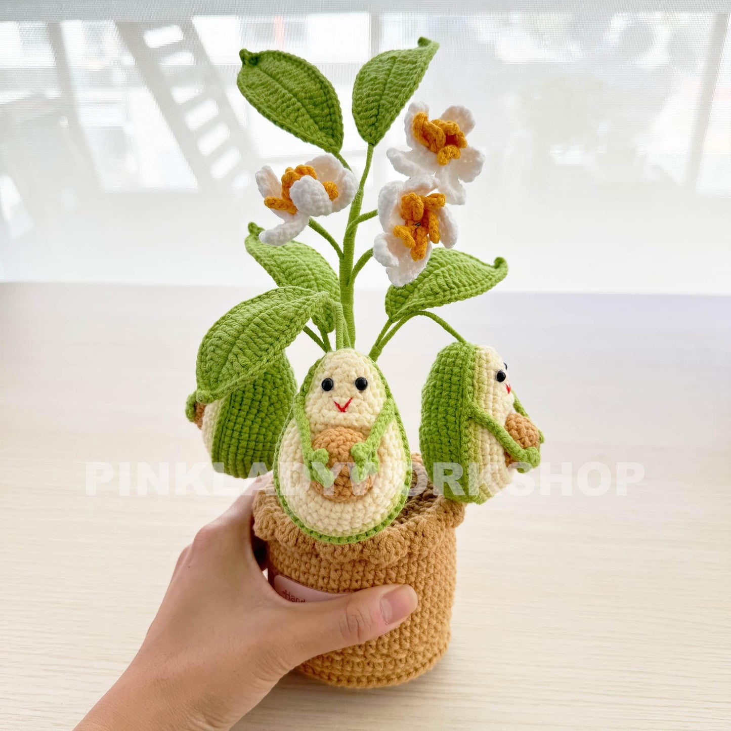 Handmade Crochet Avocado Tree: Decorative Potted Plant