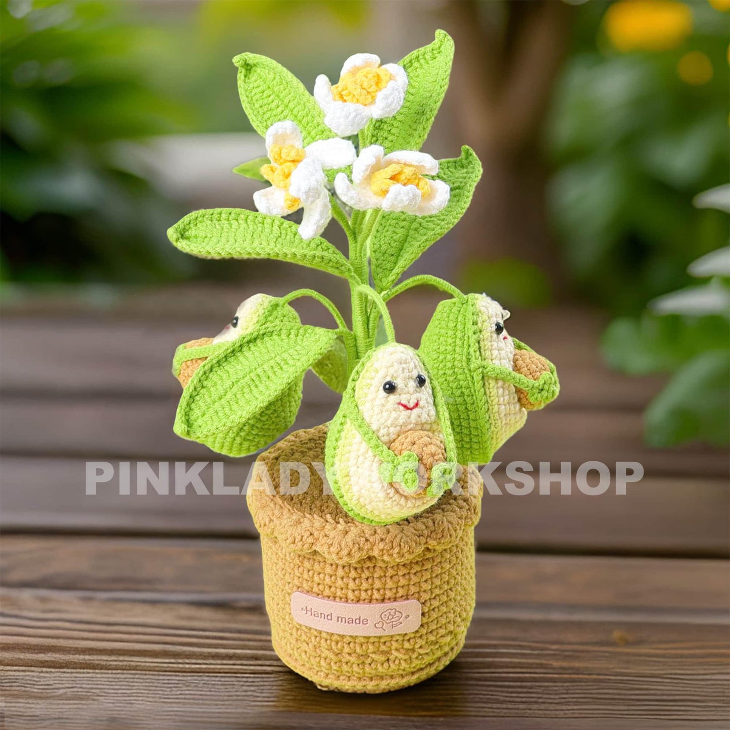 Handmade Crochet Avocado Tree: Decorative Potted Plant